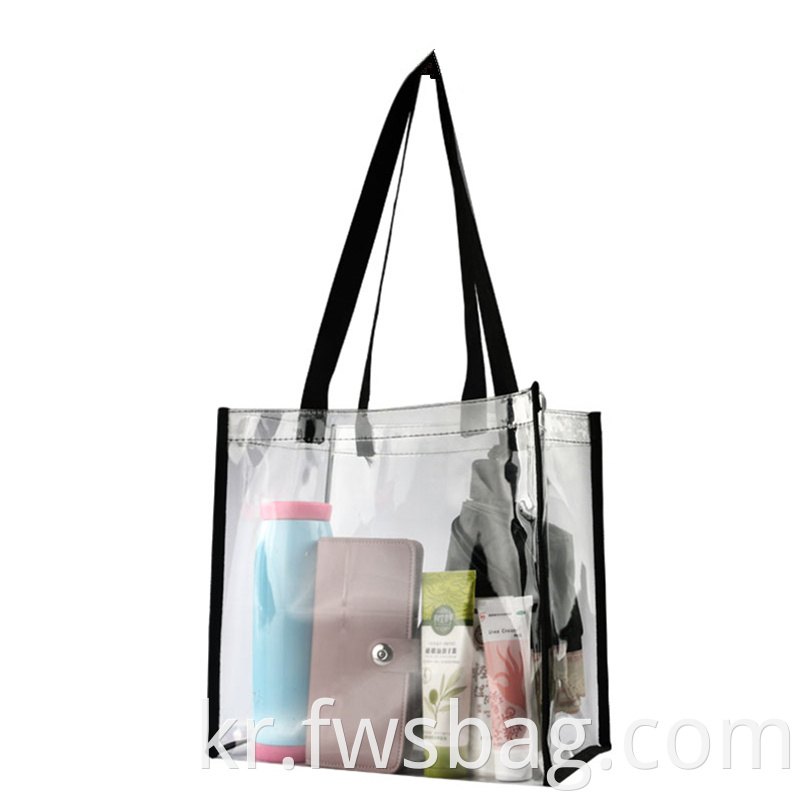 Custom High Quality Ecommerce Store 12x6x12 Inches Pvc Transparent Women Handbag Shoulder Style Beach Clear Tote Bag1